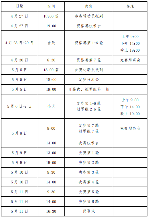 赛程安排