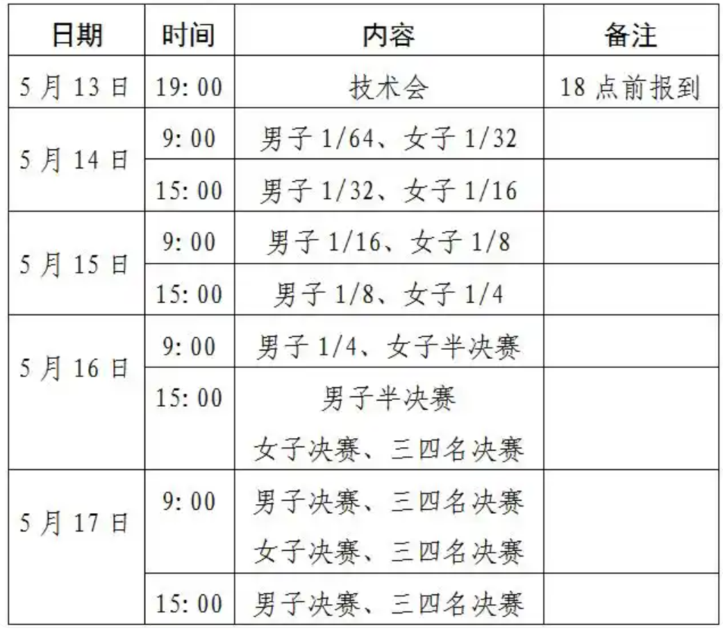 赛程安排 赛程安排
